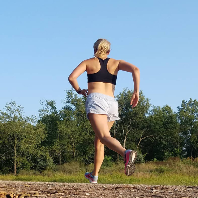 Running outside on sunny day