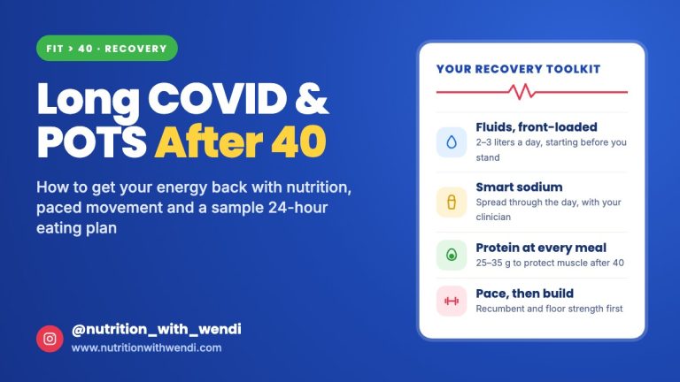 Long COVID and POTS after 40 recovery toolkit: fluids, sodium, protein and paced exercise from Nutrition with Wendi